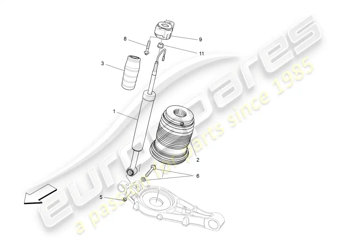 maserati levante (2018) dispositivos amortiguadores traseros diagrama de piezas