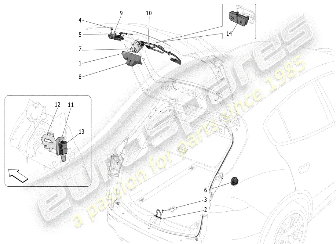 maserati grecale modena (2023) rear liftgate opening control diagrama de piezas