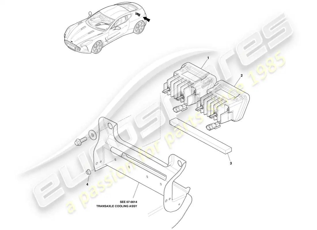 aston martin one-77 (2011) lámpara antiniebla y de marcha atrás diagrama de piezas