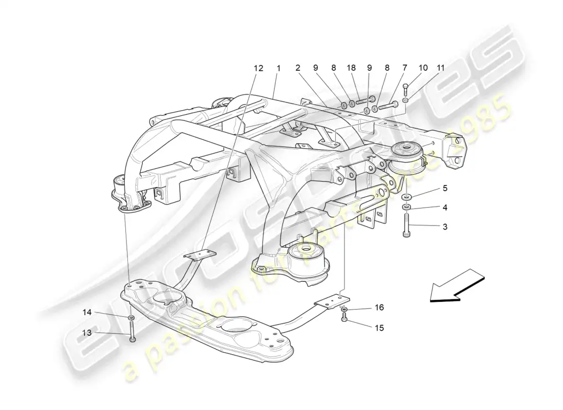 maserati granturismo mc stradale (2012) chasis trasero diagrama de piezas