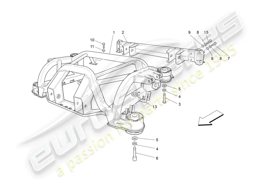 maserati grancabrio mc (2013) chasis trasero diagrama de piezas