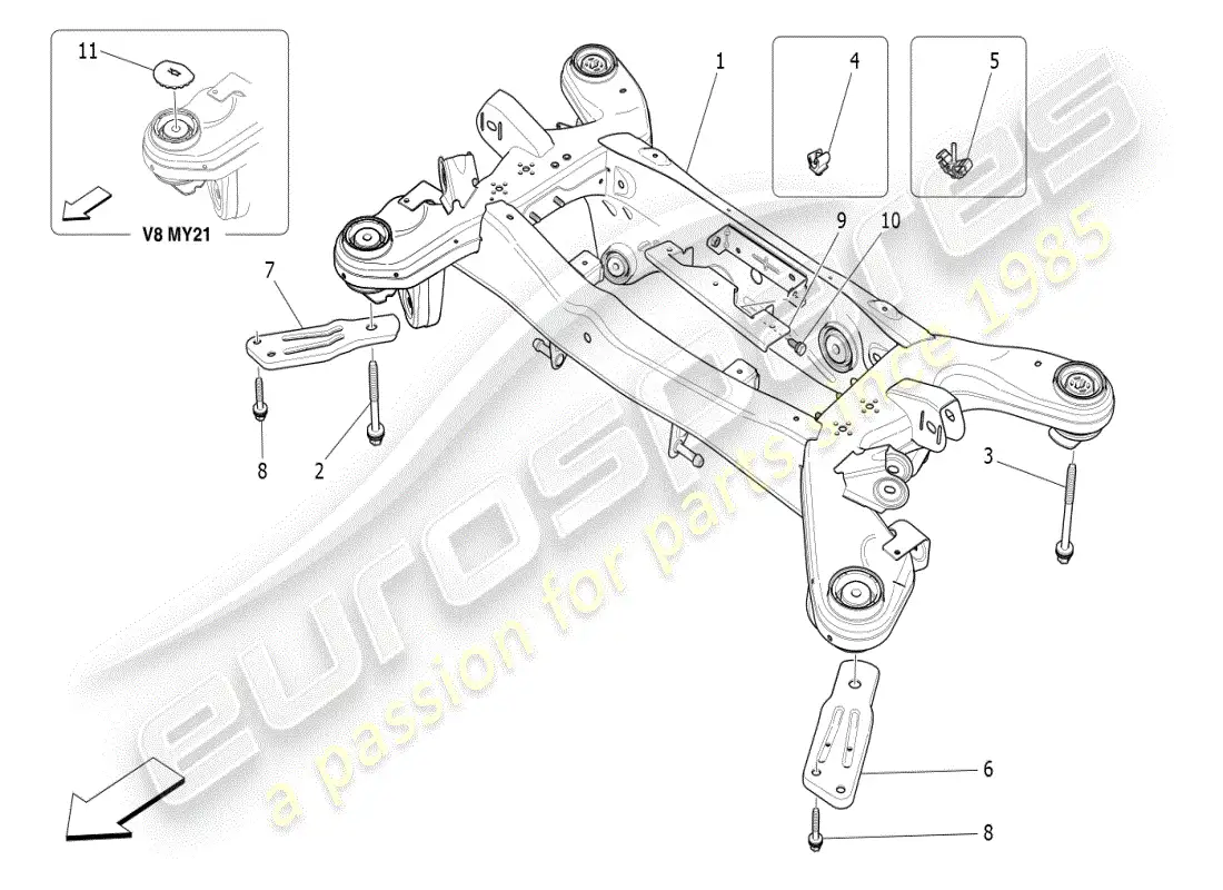 maserati ghibli (2019) chasis trasero diagrama de piezas