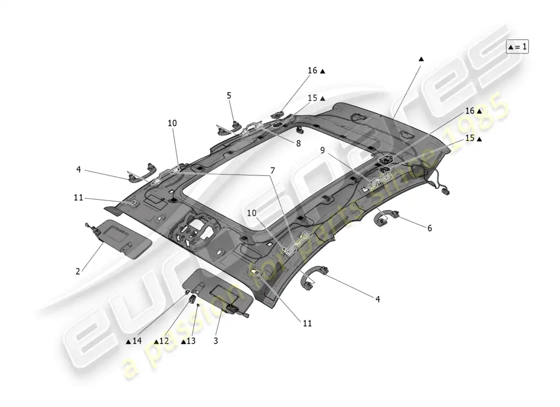 maserati grecale trofeo (2023) parasol y techo diagrama de piezas