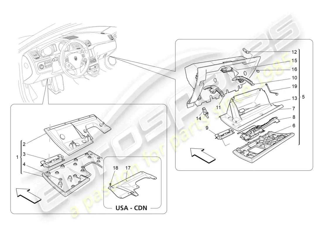 maserati granturismo mc stradale (2012) guanteras diagrama de piezas