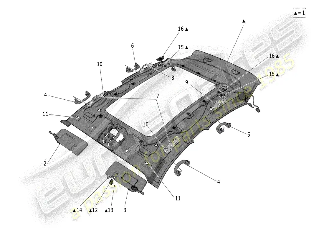 maserati grecale modena (2023) parasol y techo diagrama de piezas