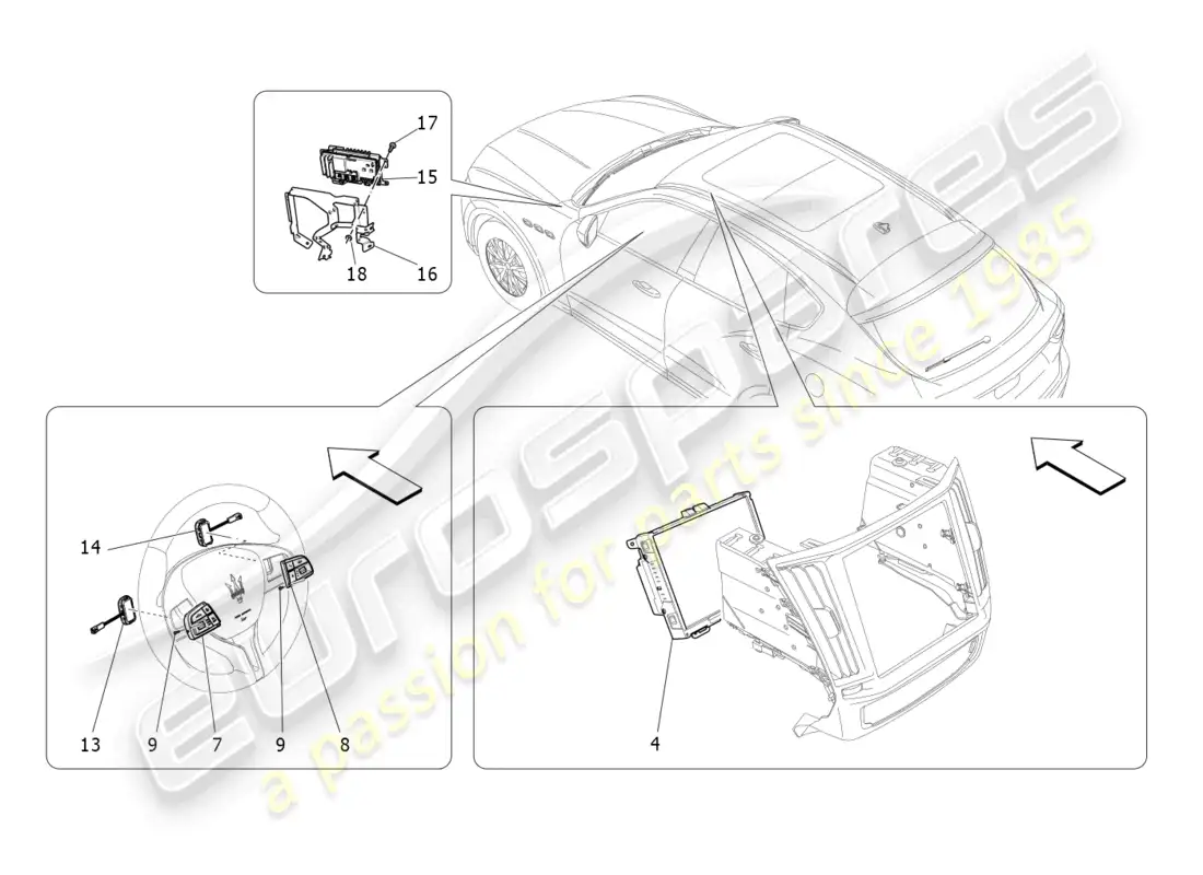 maserati levante modena (2022) sistema de ti diagrama de piezas