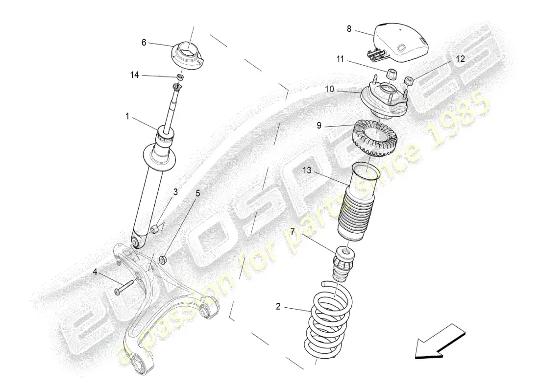 maserati ghibli (2019) diagrama de piezas de los dispositivos amortiguadores delanteros
