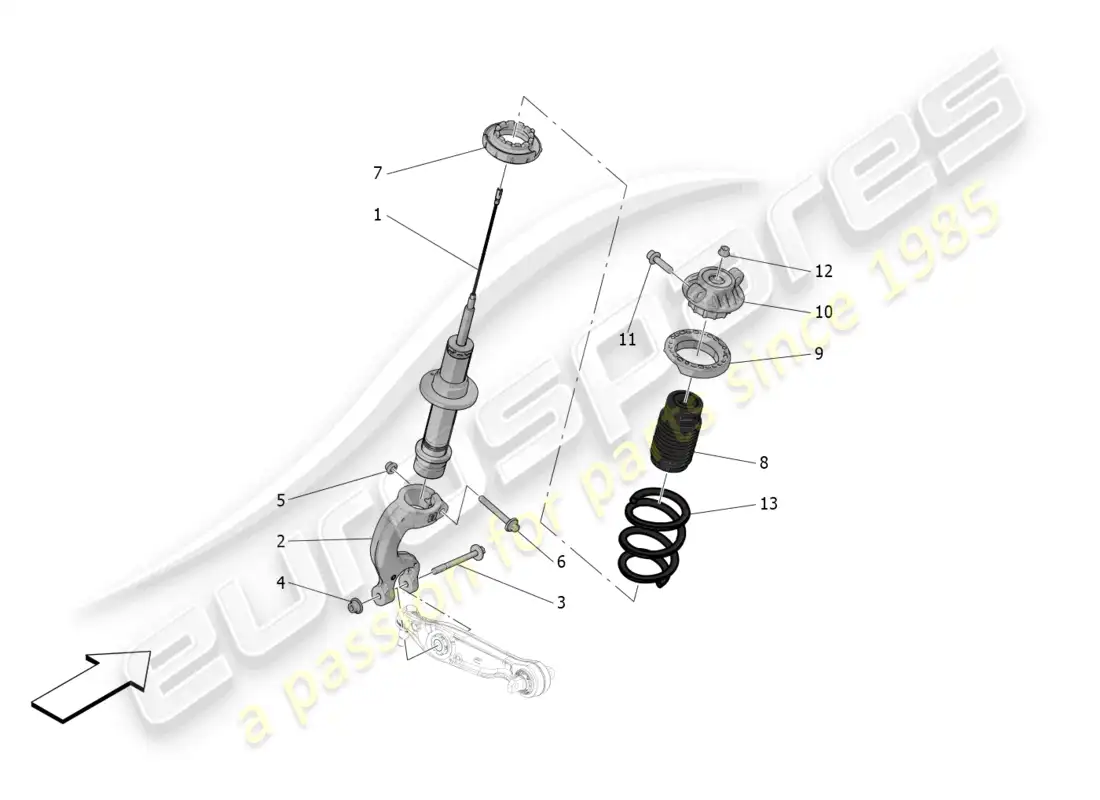 maserati mc20 (2023) dispositivos amortiguadores delanteros diagrama de piezas