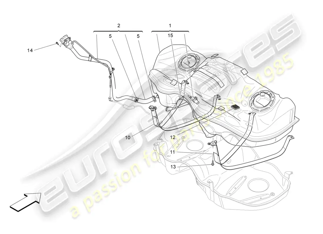 maserati levante (2017) depósito de combustible diagrama de piezas