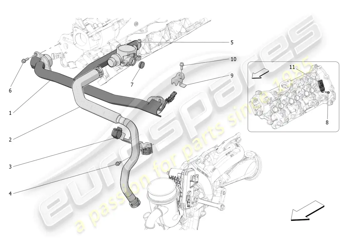 maserati grecale trofeo (2023) sistema de recirculación de vapor de aceite diagrama de piezas