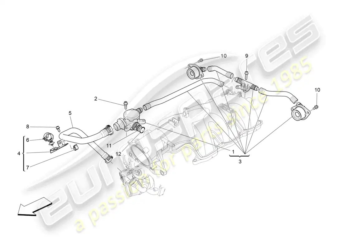 maserati levante (2019) sistema de recirculación de vapor de aceite diagrama de piezas