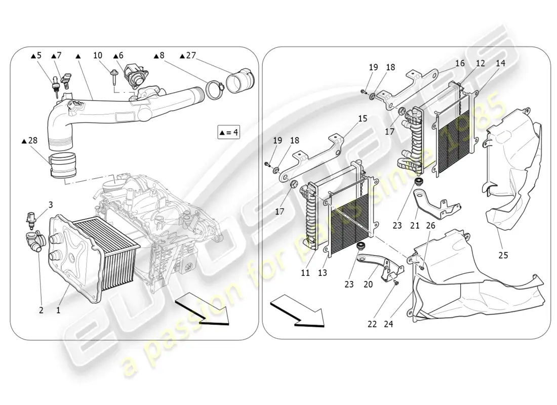 maserati ghibli fragment (2022) sistema de enfriador diagrama de piezas
