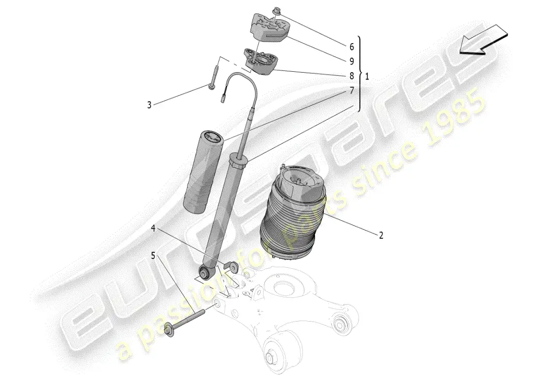 maserati grecale modena (2023) dispositivos amortiguadores traseros diagrama de piezas