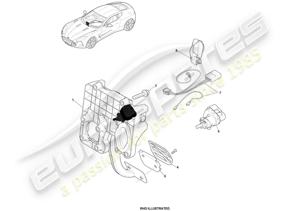 aston martin one-77 (2011) brake pedal assembly diagrama de piezas