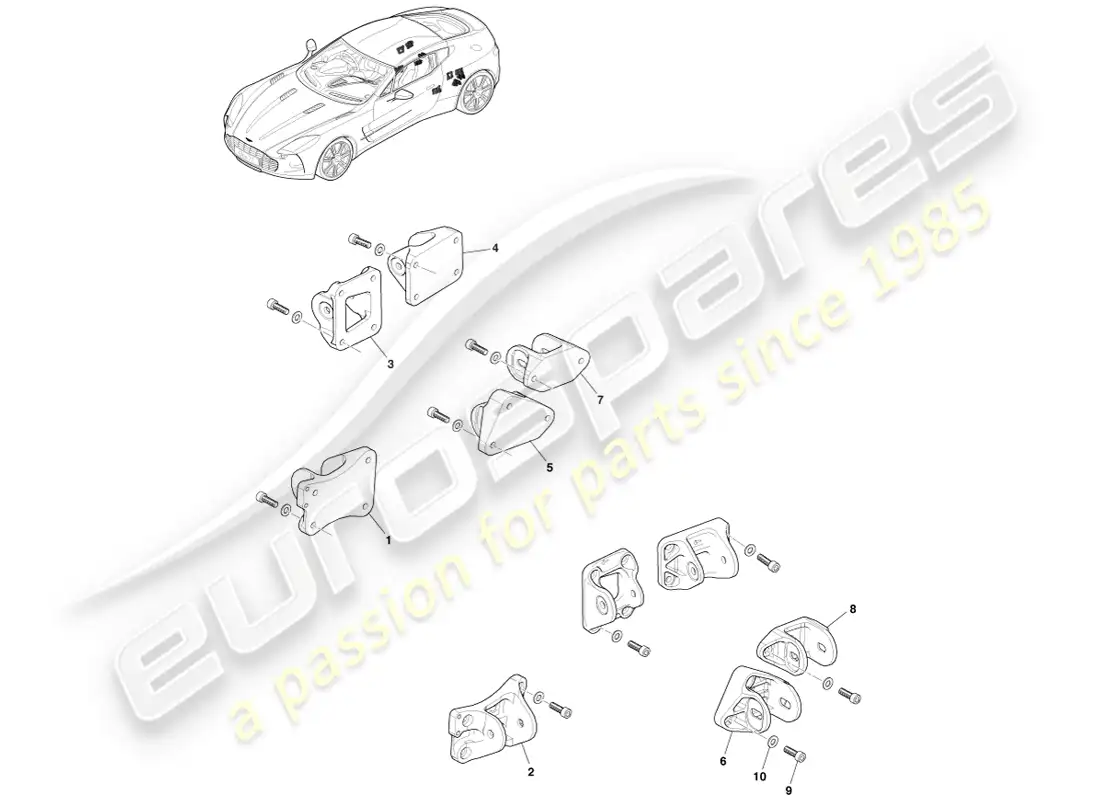 aston martin one-77 (2011) montajes de suspensión trasera diagrama de piezas