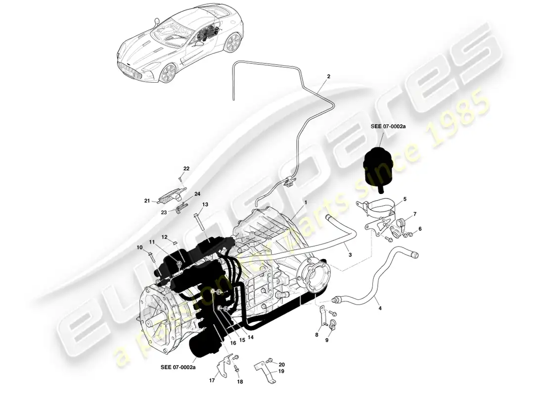 aston martin one-77 (2011) conjunto de transmisión diagrama de piezas