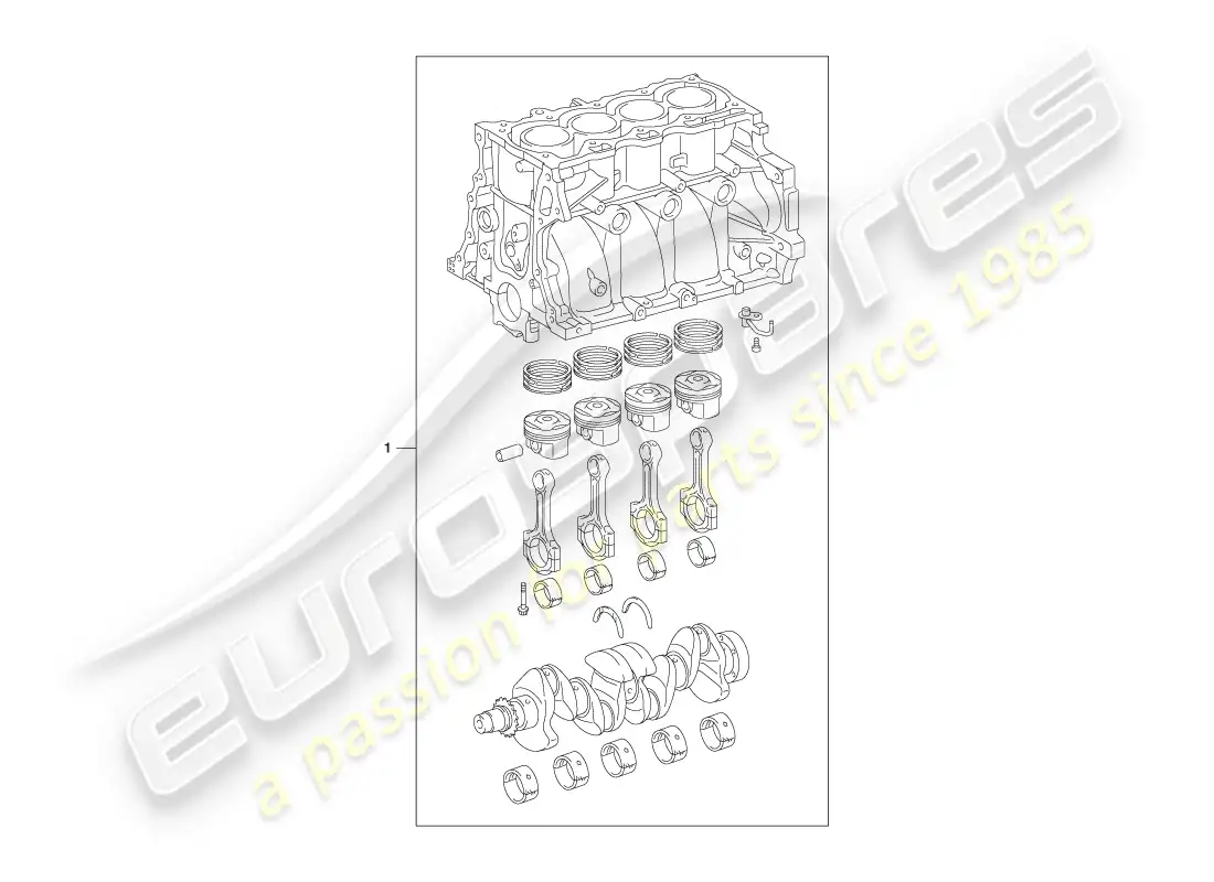 aston martin cygnet (2012) conjunto de bloque corto diagrama de piezas