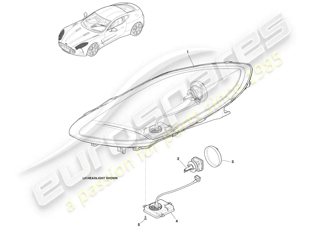 aston martin one-77 (2011) faros diagrama de piezas