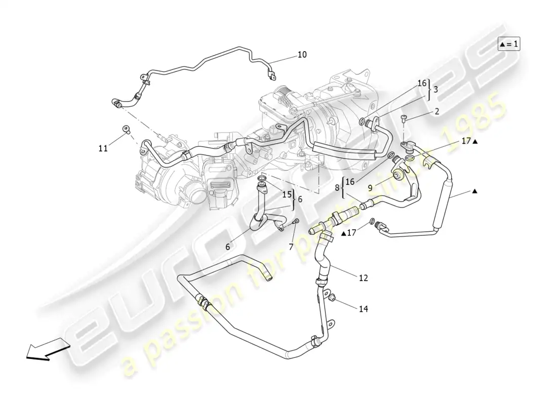 maserati ghibli fragment (2022) sistema de turboalimentación: lubricación y enfriamiento diagrama de piezas