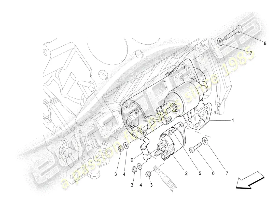 maserati ghibli (2019) control electrónico: diagrama de piezas de encendido del motor