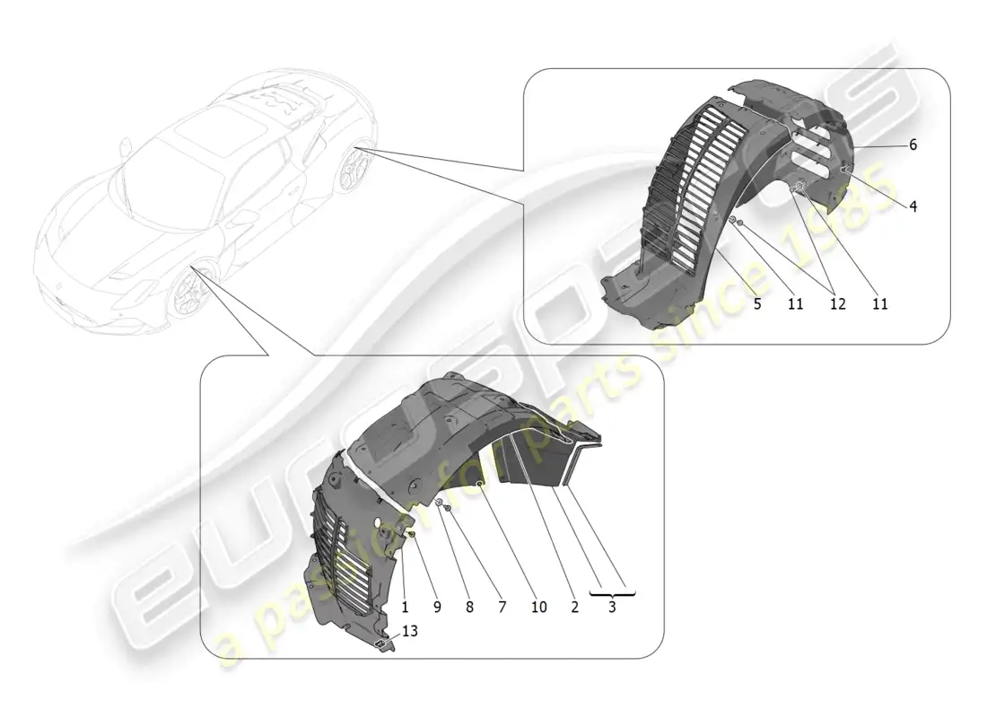 maserati mc20 (2022) rueda y tapas diagrama de piezas