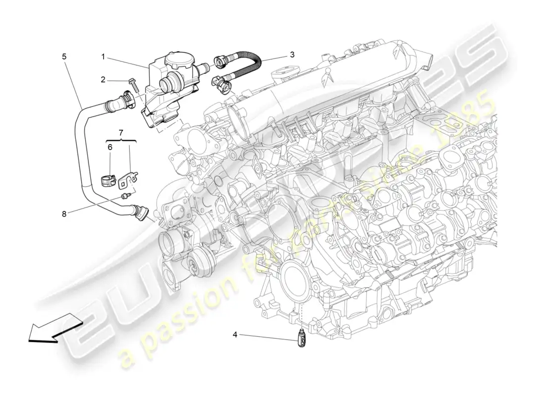 maserati levante modena s (2022) sistema de recirculación de vapor de aceite diagrama de piezas