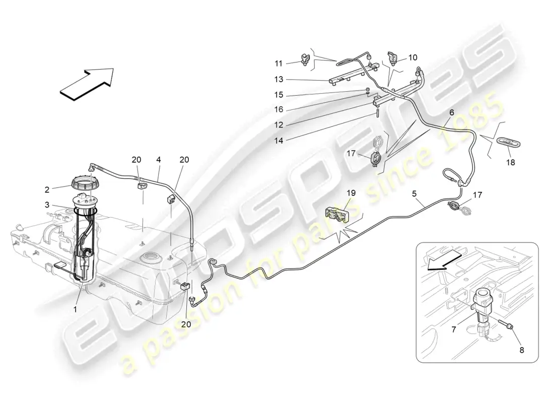 maserati grancabrio mc (2013) bombas de combustible y líneas de conexión diagrama de piezas