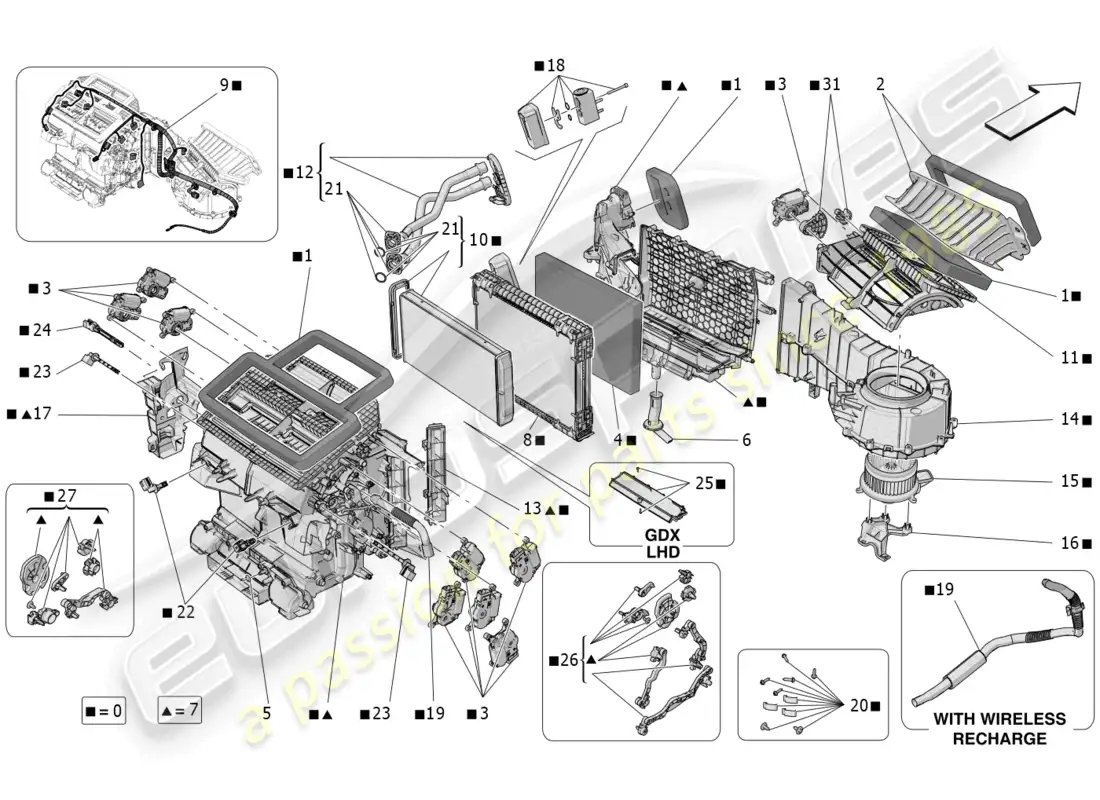 maserati grecale trofeo (2023) unidad de a/c: dispositivos del tablero diagrama de piezas