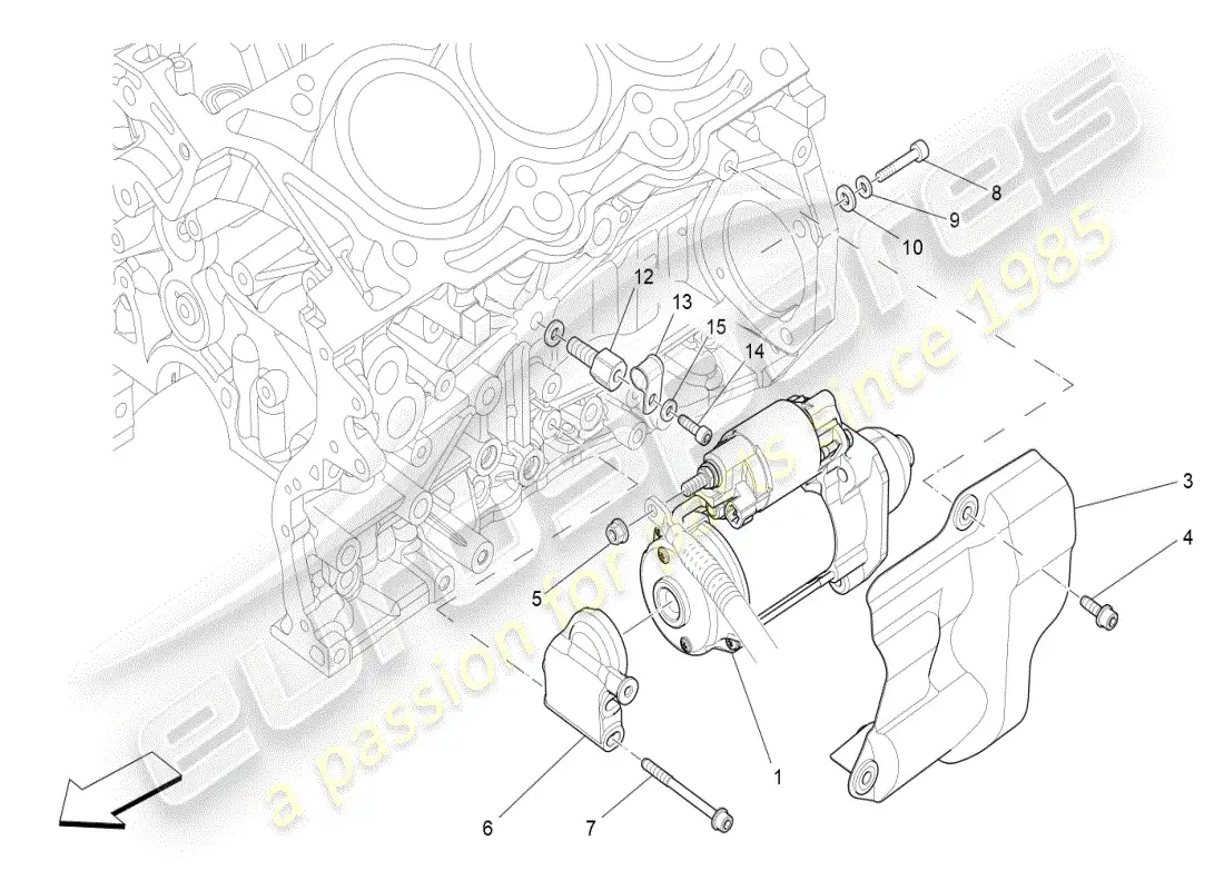 maserati ghibli (2019) control electrónico: diagrama de piezas de encendido del motor