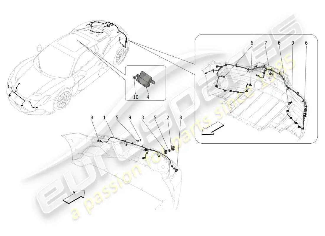 maserati mc20 (2022) sensores de aparcamiento diagrama de piezas