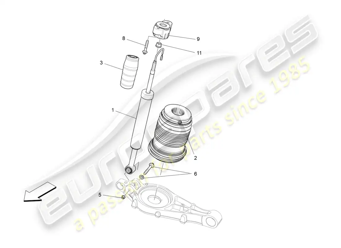 maserati levante modena s (2022) dispositivos amortiguadores traseros diagrama de piezas