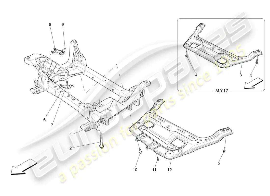 maserati levante modena s (2022) front underchassis diagrama de piezas