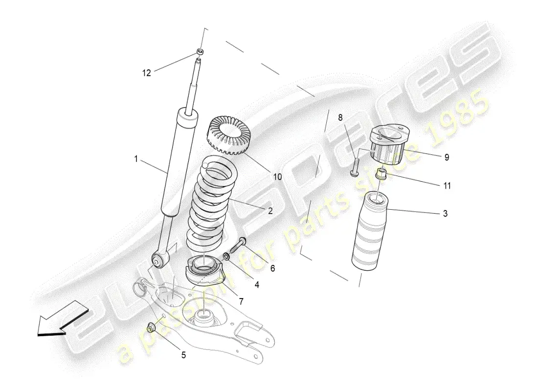maserati ghibli (2019) dispositivos amortiguadores traseros diagrama de piezas