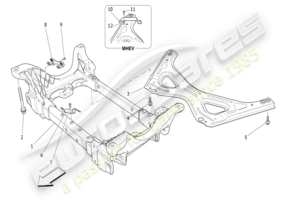 maserati ghibli (2019) diagrama de piezas del chasis delantero
