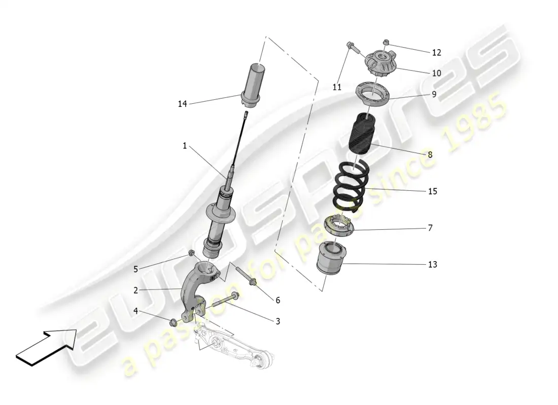 maserati mc20 (2023) dispositivos amortiguadores delanteros diagrama de piezas