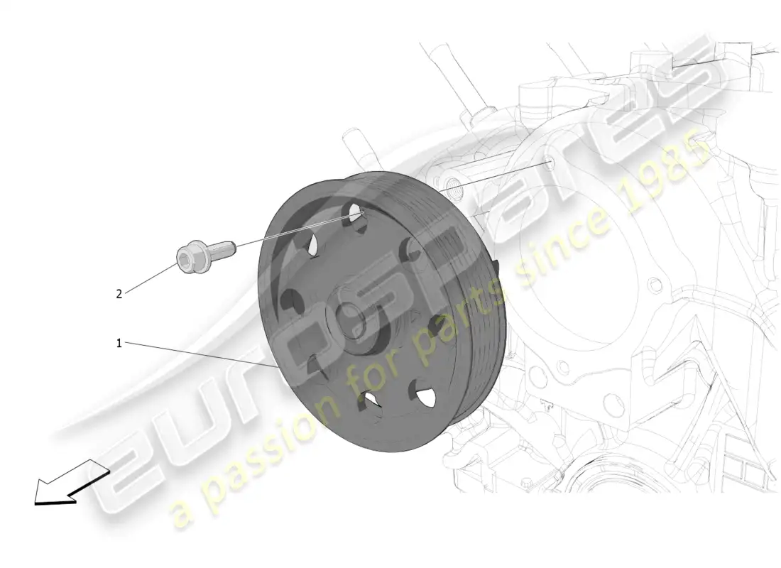 maserati mc20 (2022) sistema de enfriamiento: bomba de agua diagrama de piezas