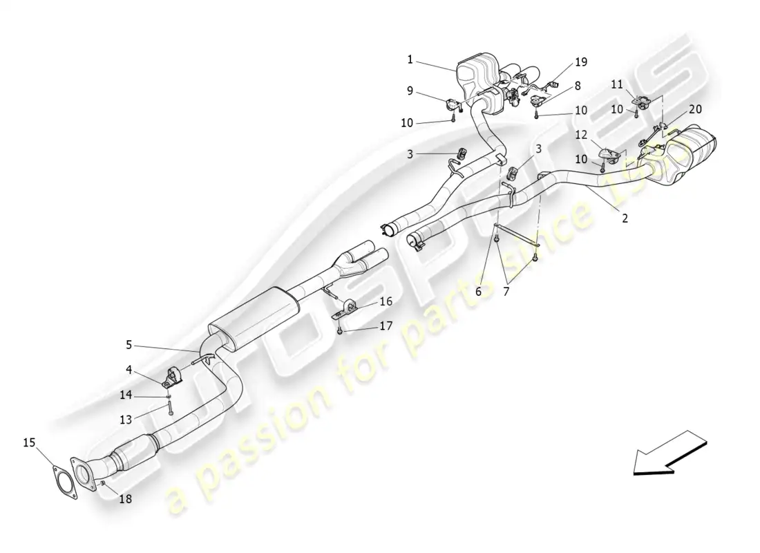 maserati ghibli fragment (2022) silenciadores diagrama de piezas