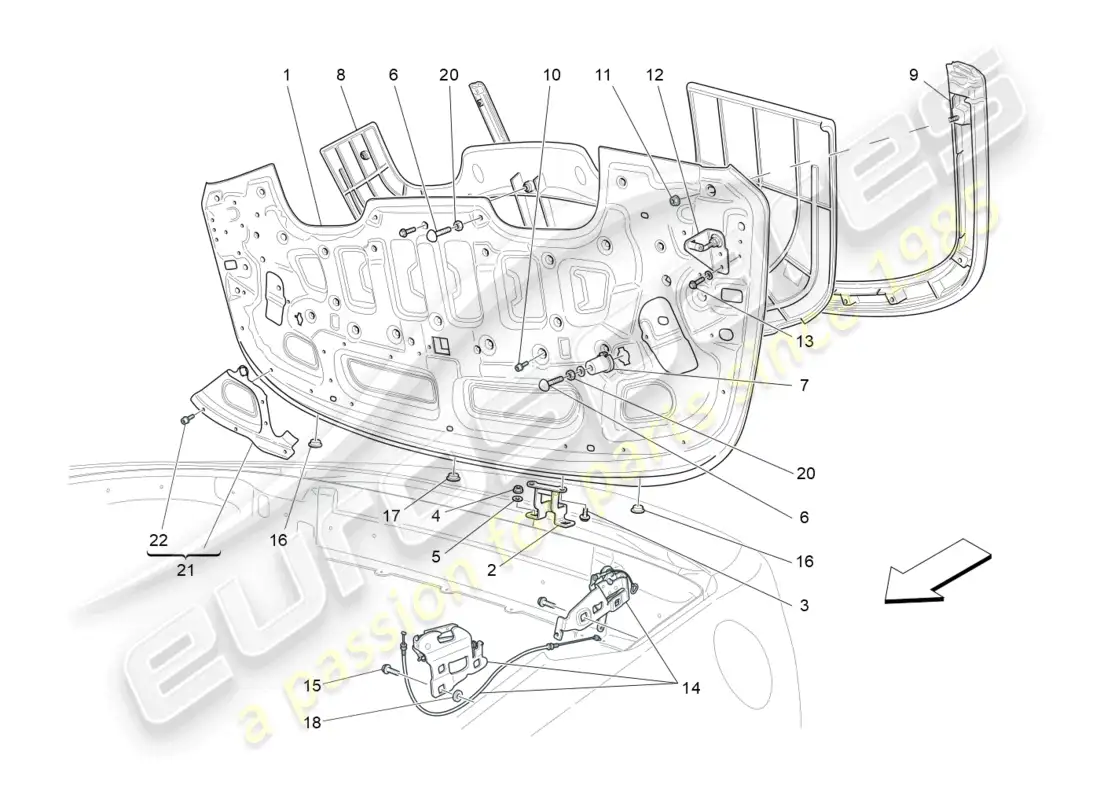 maserati grancabrio mc (2013) capote eléctrico: fundas diagrama de piezas