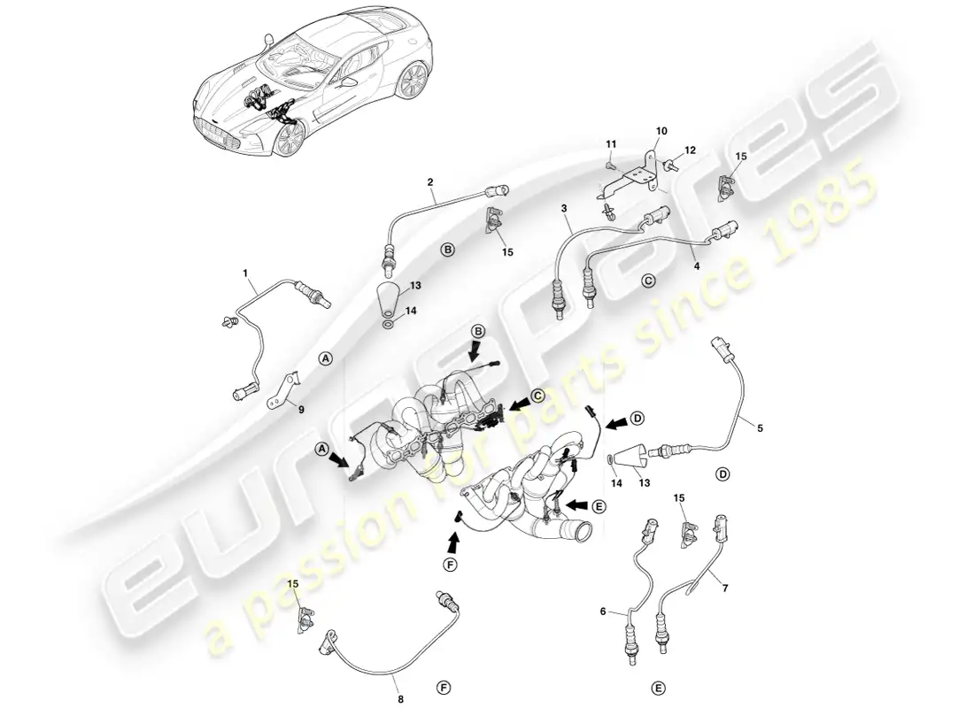 aston martin one-77 (2011) sensores hego diagrama de piezas