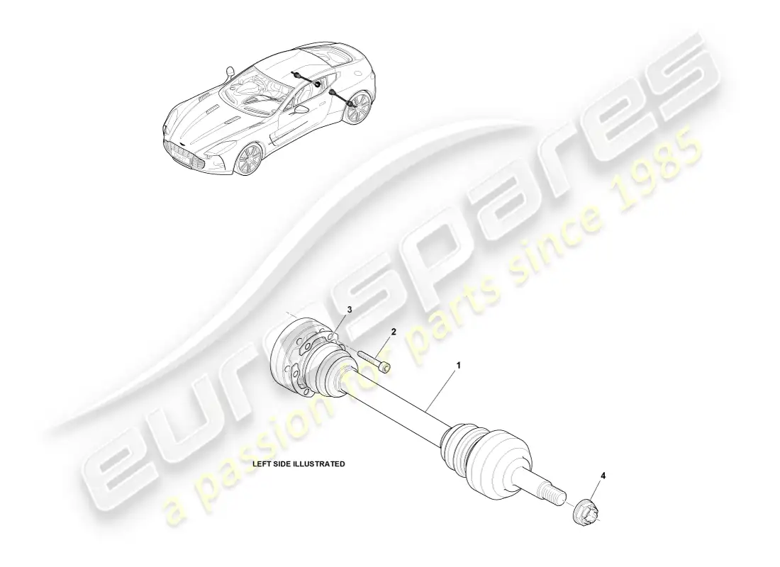 aston martin one-77 (2011) conjunto de semieje trasero diagrama de piezas