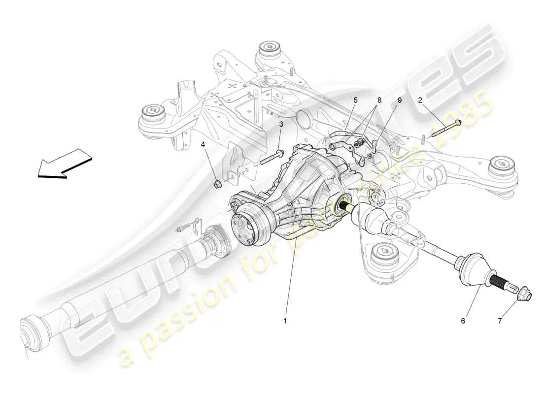 maserati levante (2017) ejes diferencial y eje trasero diagrama de piezas