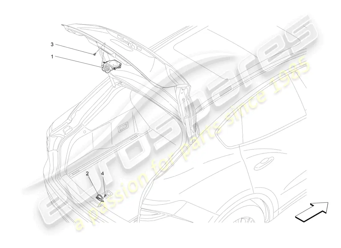 maserati levante (2018) rear liftgate opening control diagrama de piezas