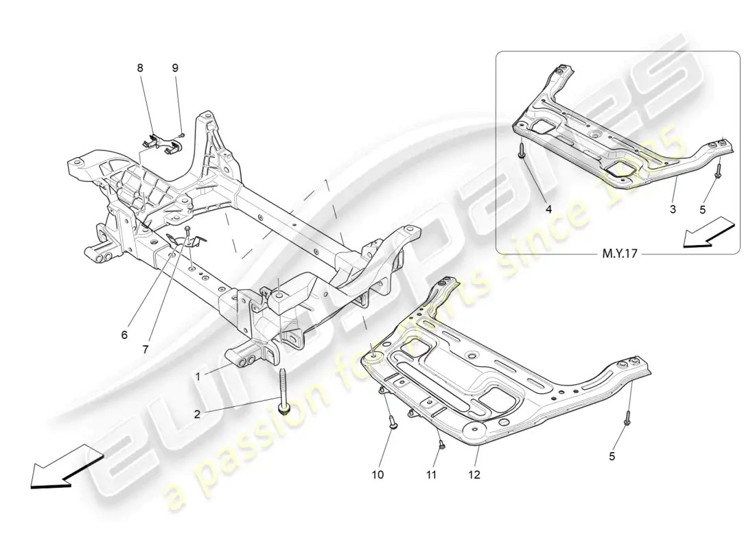 maserati levante (2020) front underchassis diagrama de piezas