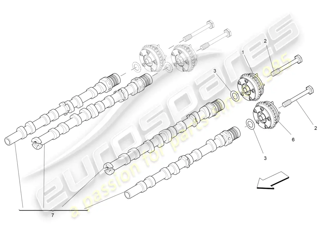 maserati levante modena s (2022) árboles de levas de culata izquierda diagrama de piezas