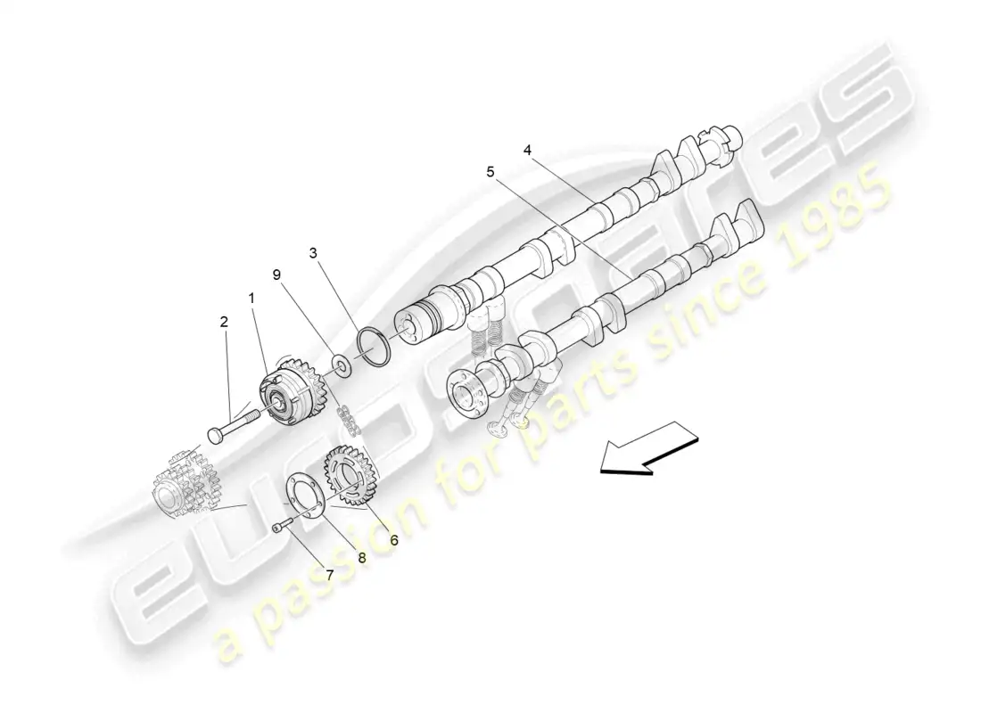 maserati grancabrio mc (2013) árboles de levas de culata izquierda diagrama de piezas