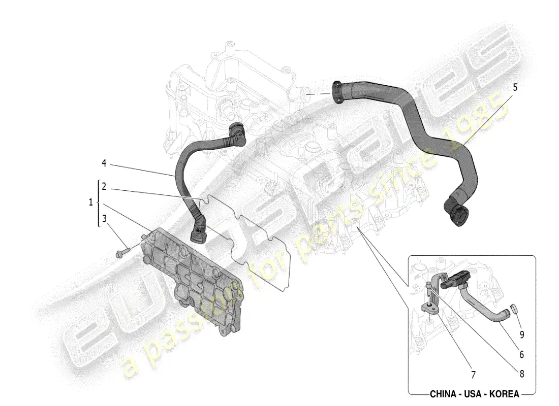 maserati grecale modena (2023) sistema de recirculación de vapor de aceite diagrama de piezas