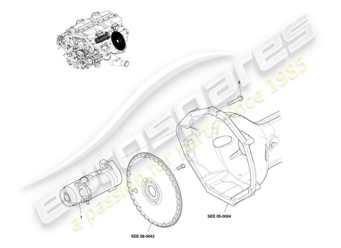 aston martin one-77 (2011) arranque del motor diagrama de piezas