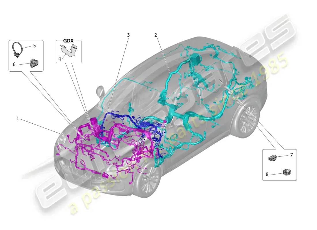 maserati grecale trofeo (2023) cableado principal diagrama de piezas