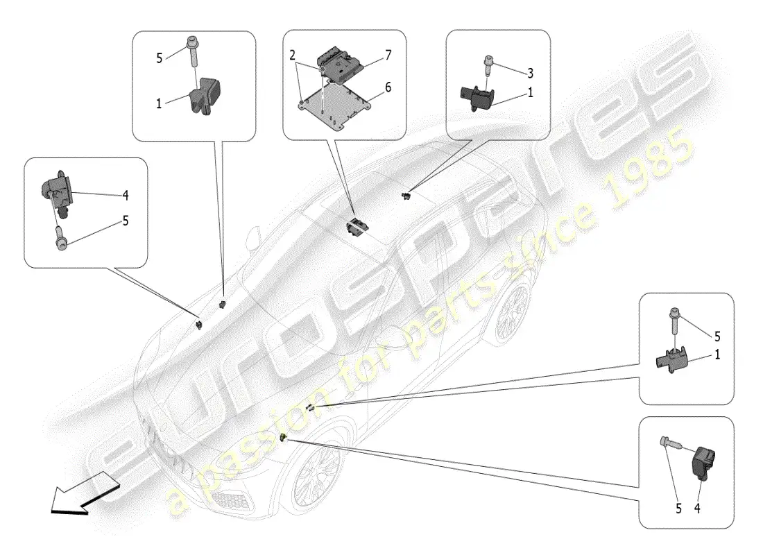 maserati grecale modena (2023) control electrónico (suspensión) diagrama de piezas