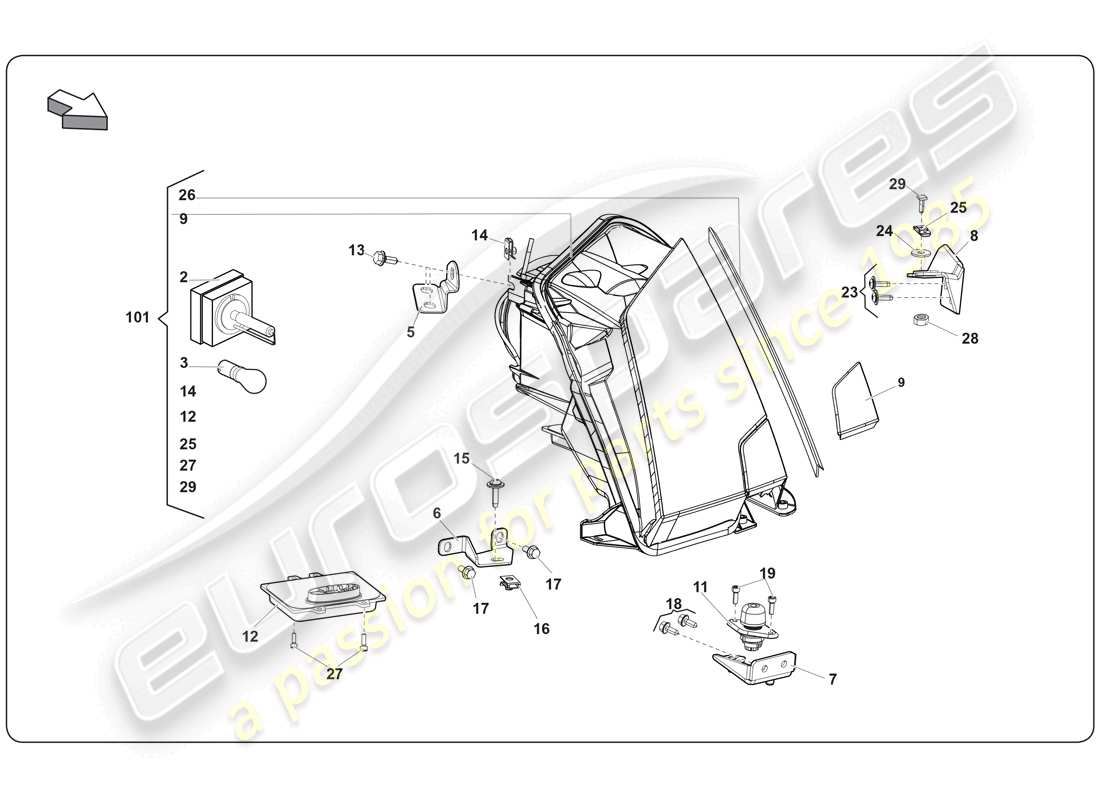 lamborghini super trofeo (2009-2014) luz diagrama de piezas